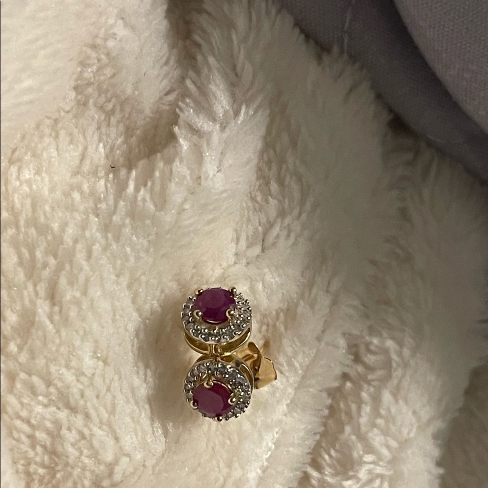 10k gold ruby earrings.